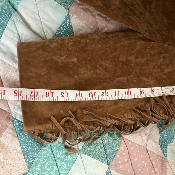 Vintage Milton Faux Suede Cowboy Fringe Pants Boys Halloween Baby Costume Brown - Picture 7 of 7